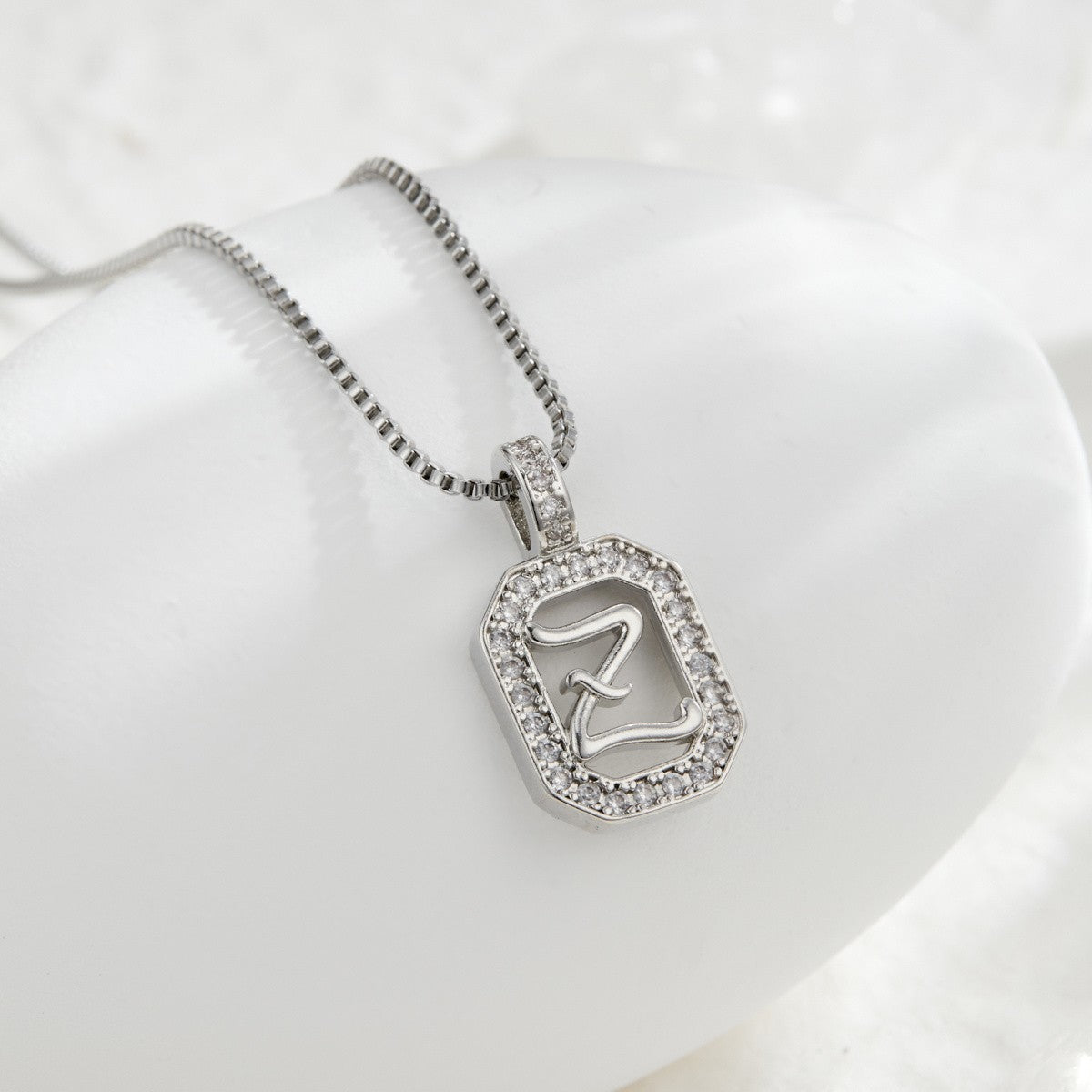 Crystal Initial Octagon Necklace