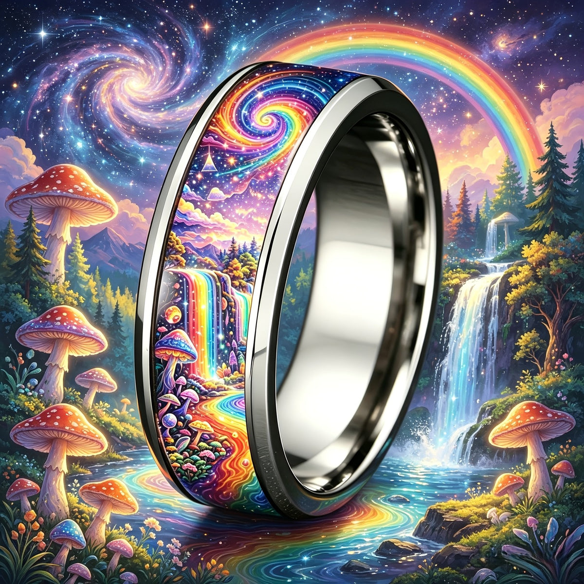 Rainbow Galaxy Forest Ring