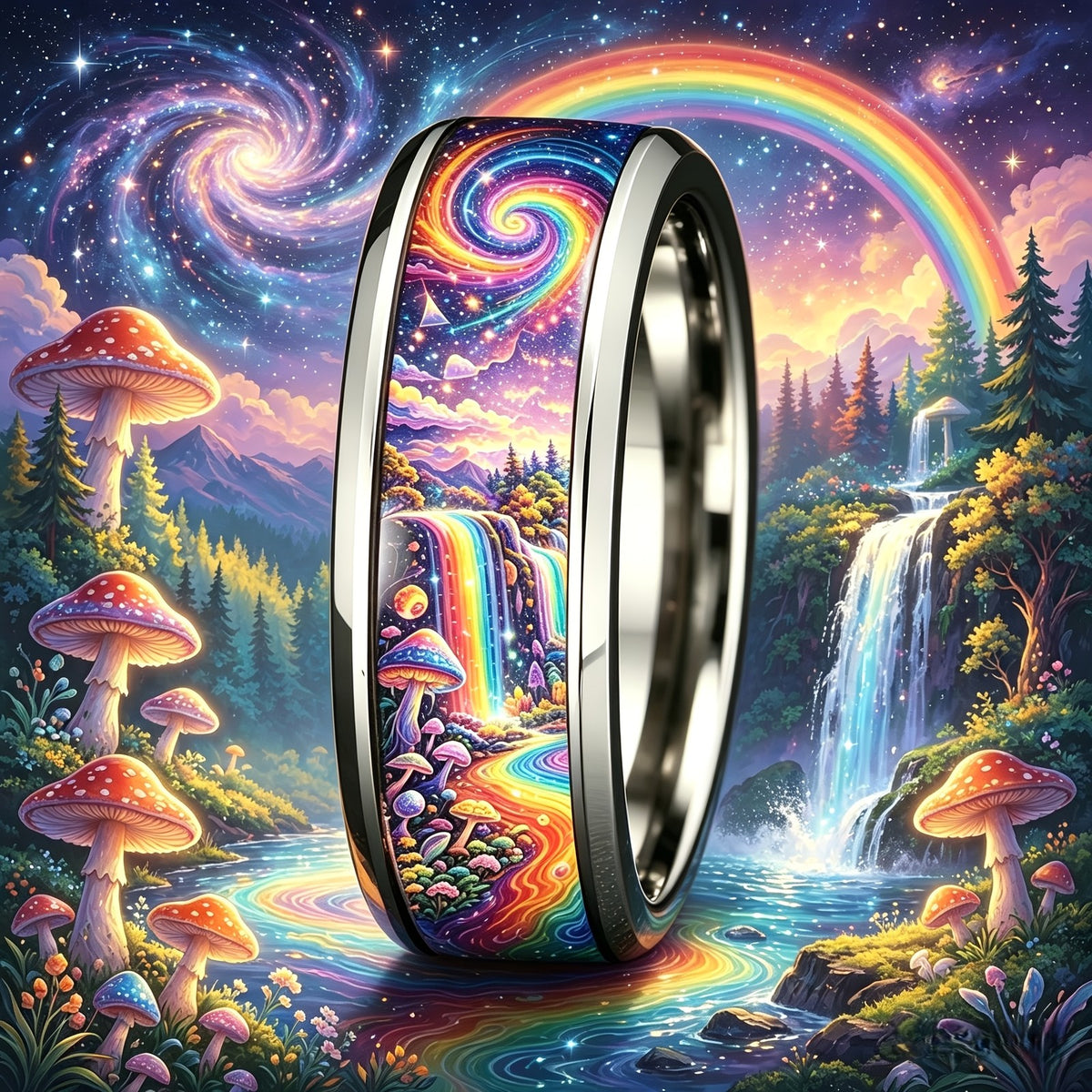 Rainbow Galaxy Forest Ring