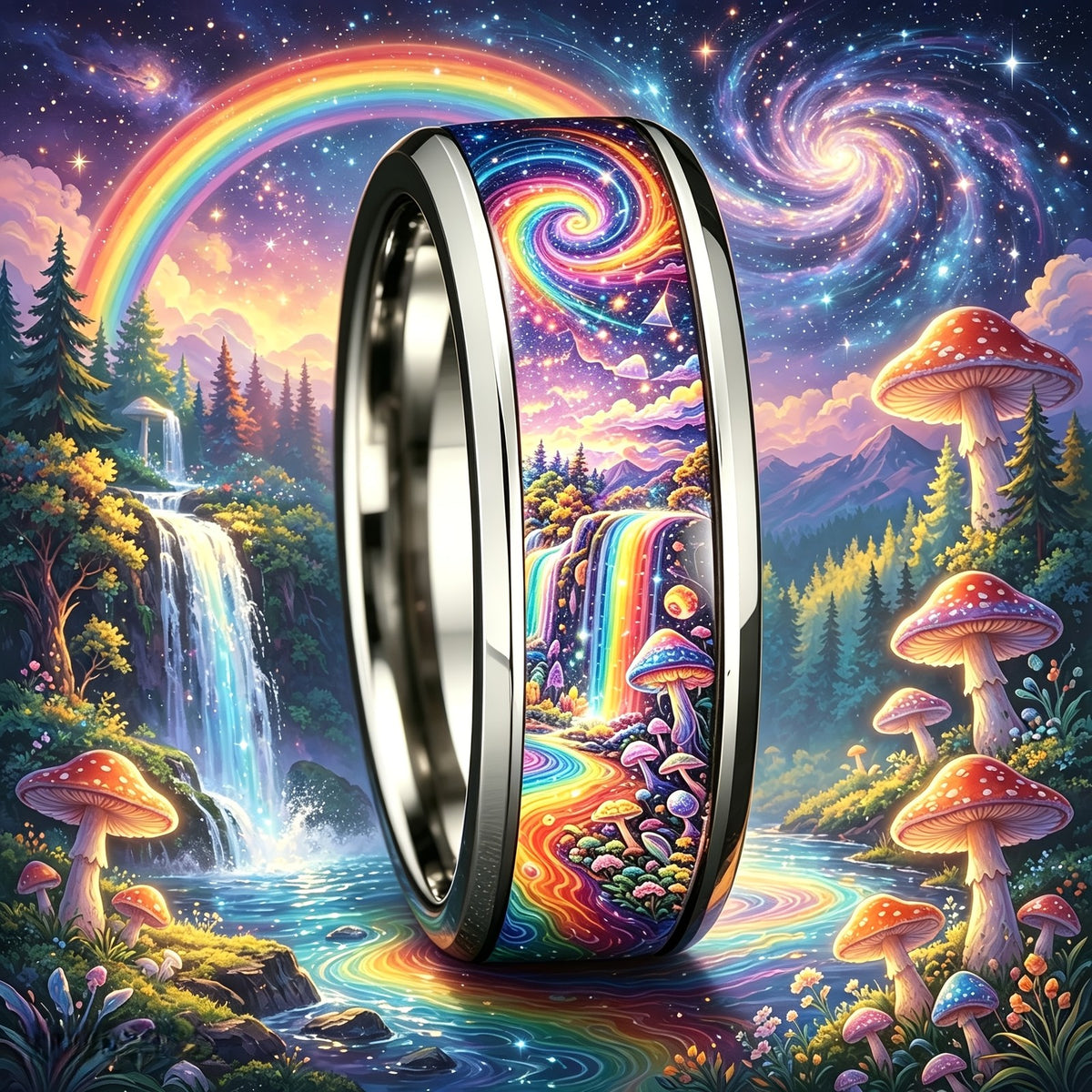Rainbow Galaxy Forest Ring