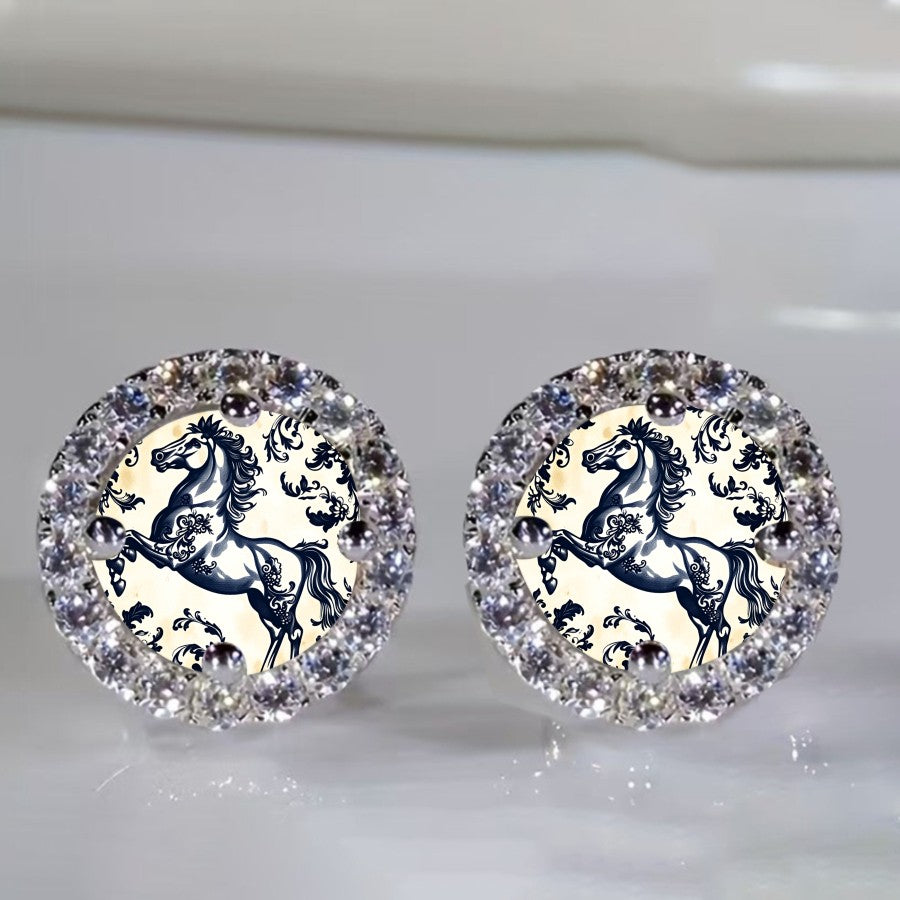 Horse Crystal Stud Earrings