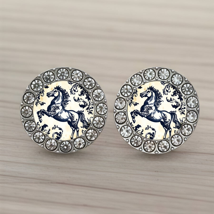 Horse Crystal Stud Earrings
