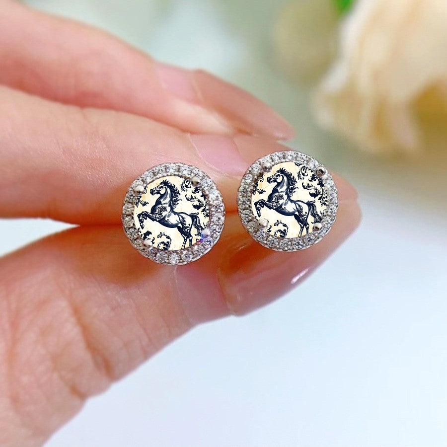 Horse Crystal Stud Earrings