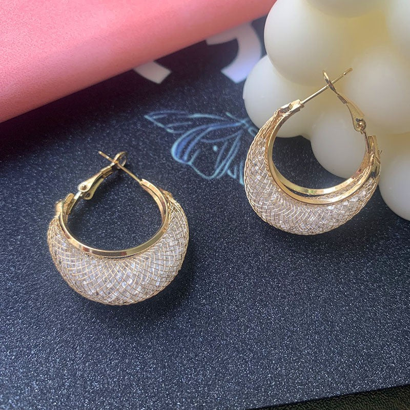 Gold-Tone Mesh Hoop Earrings