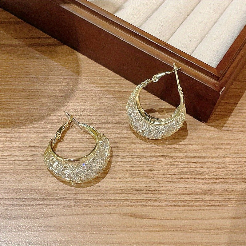 Gold-Tone Mesh Hoop Earrings