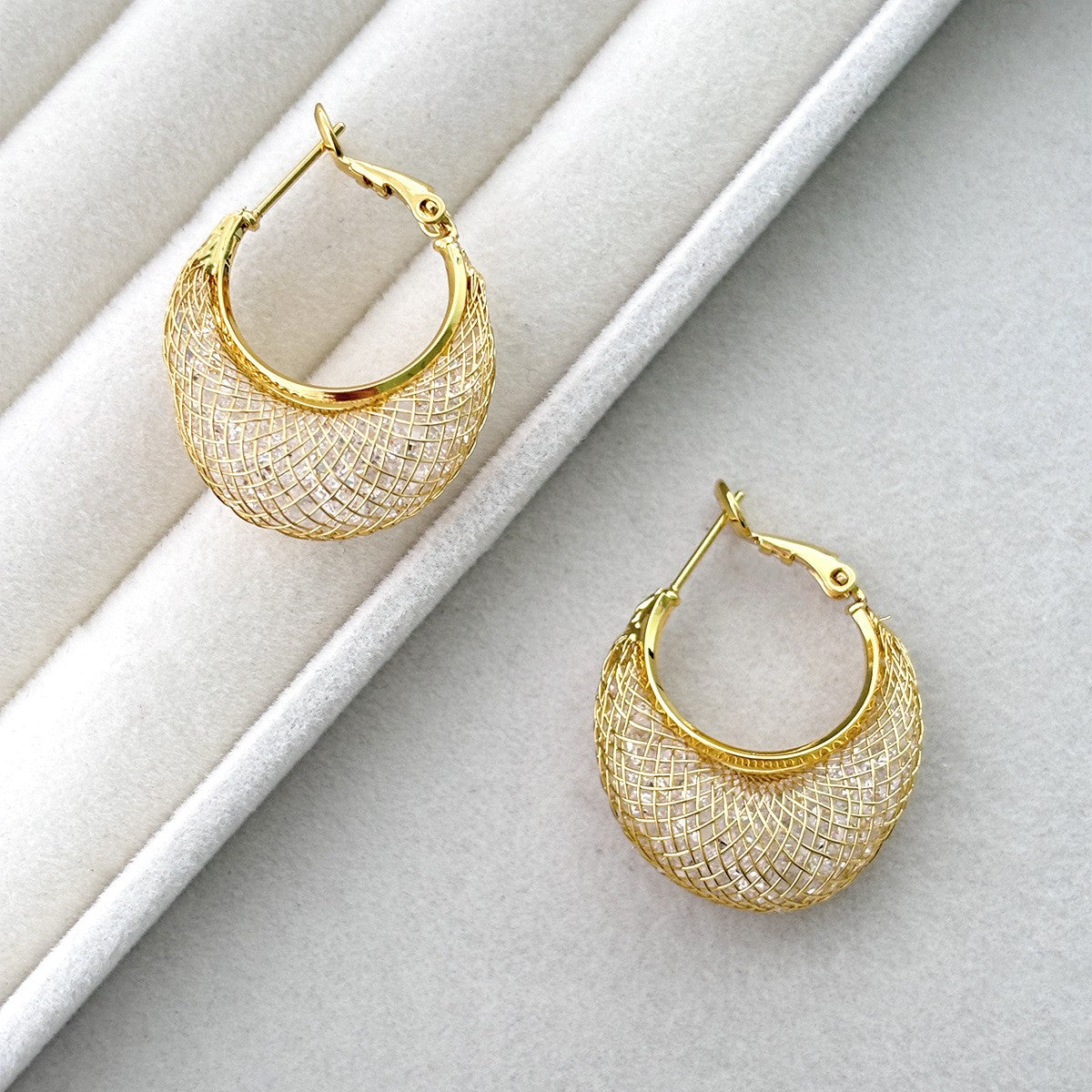 Gold-Tone Mesh Hoop Earrings