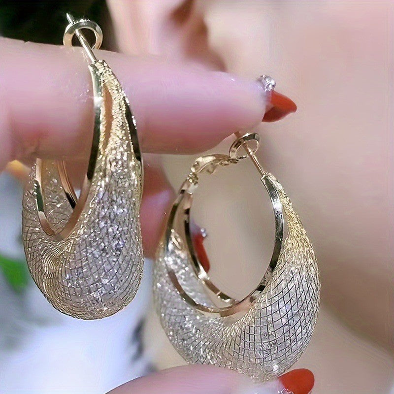 Gold-Tone Mesh Hoop Earrings
