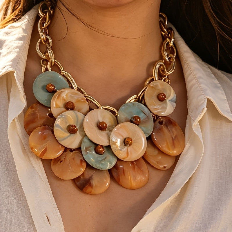 Swirl Resin Statement Necklace