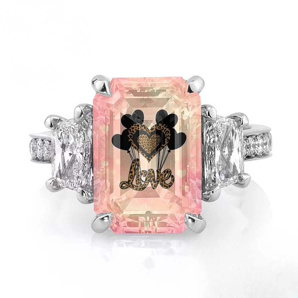 Pink Crystal Love Balloon Ring
