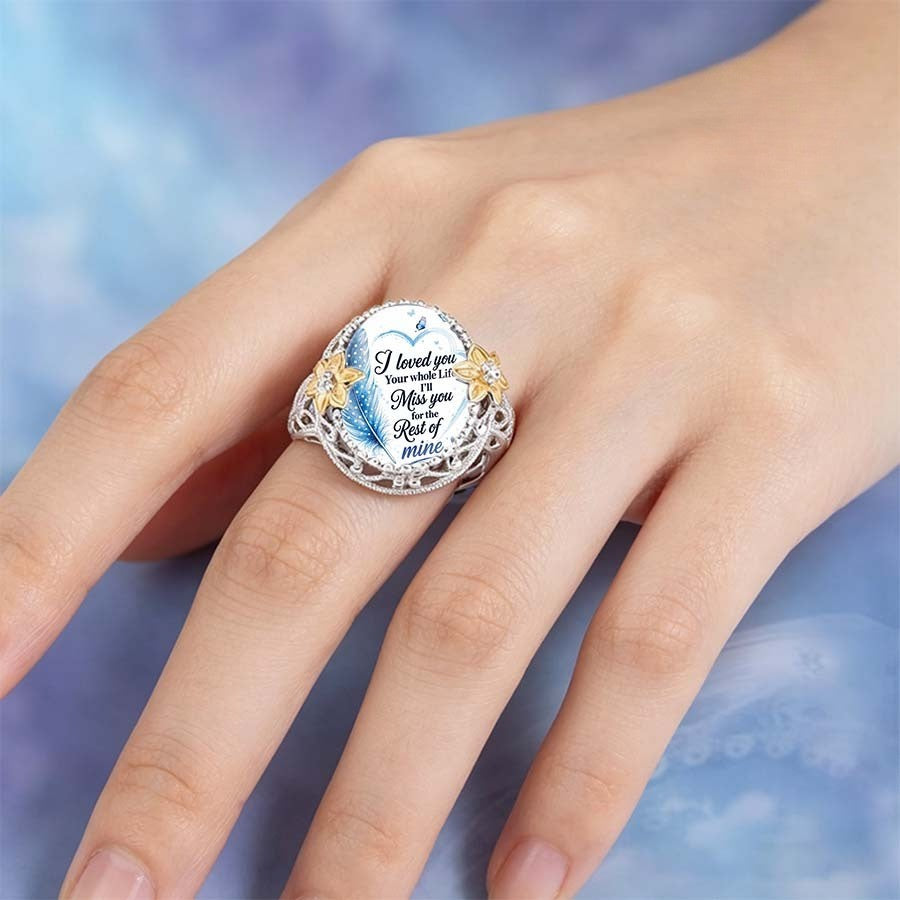 Blue Feather Heart Message Ring