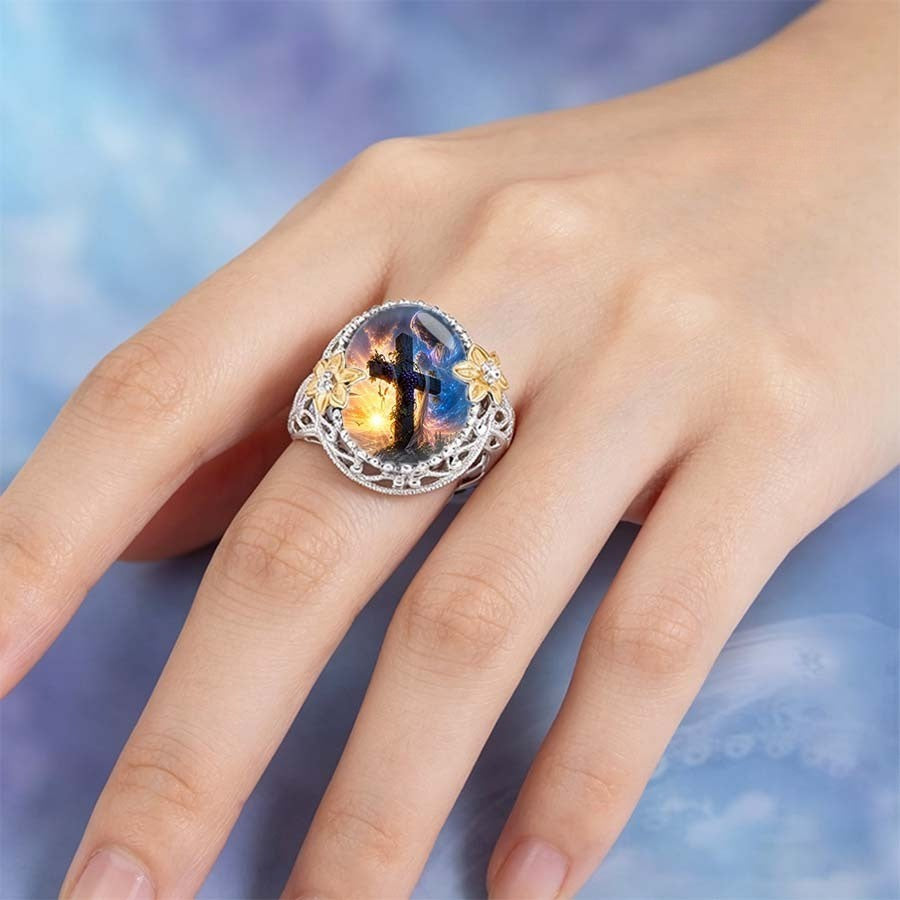 Prayer & Cross Statement Ring
