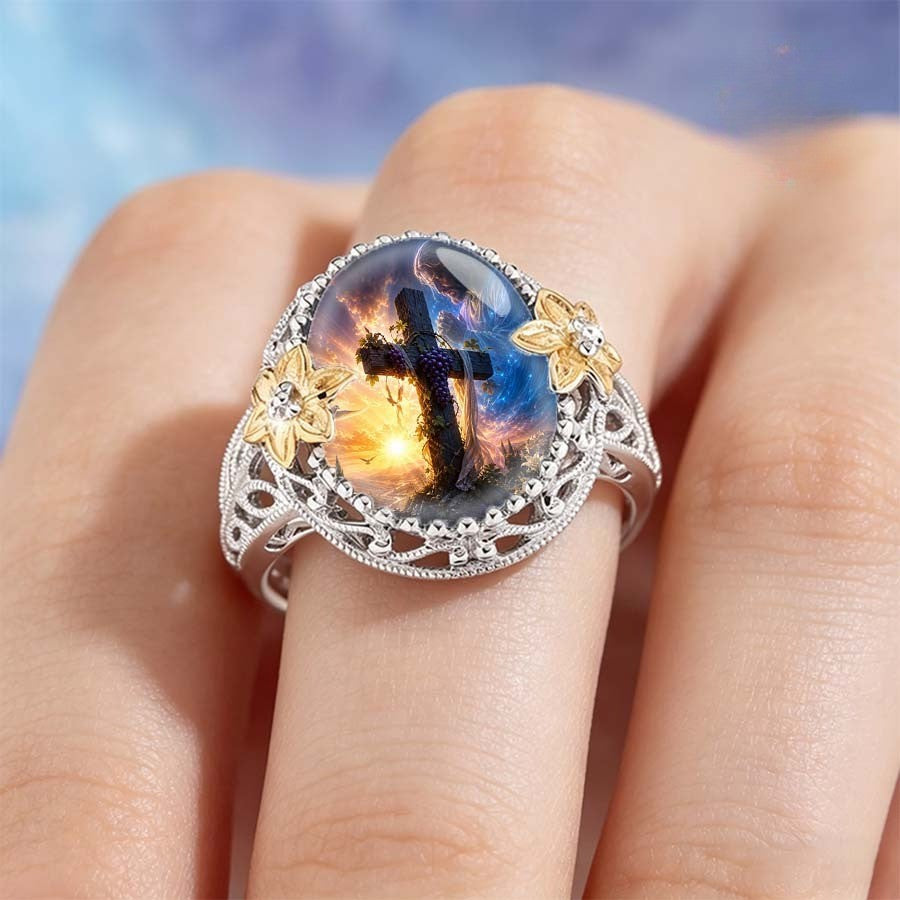 Prayer & Cross Statement Ring