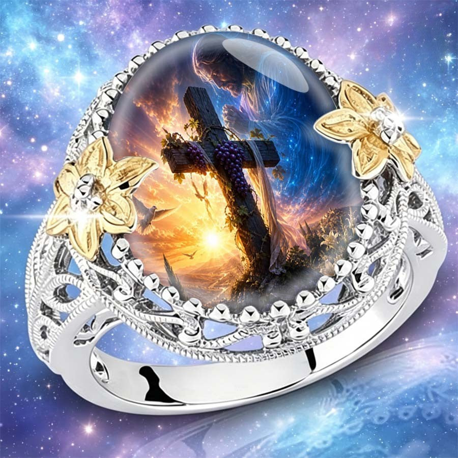 Prayer & Cross Statement Ring