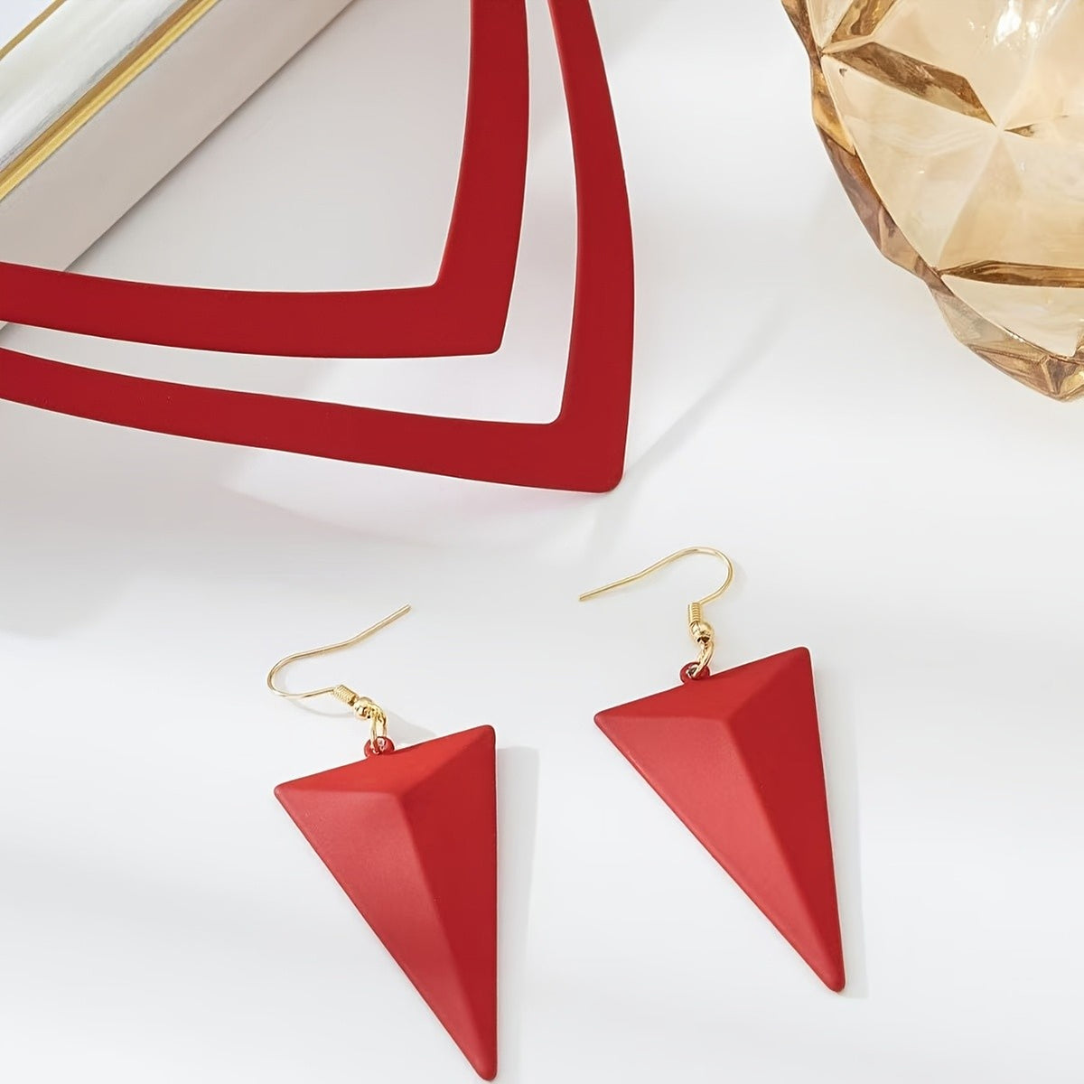 Red V-Shape Choker & Triangle Earring Set