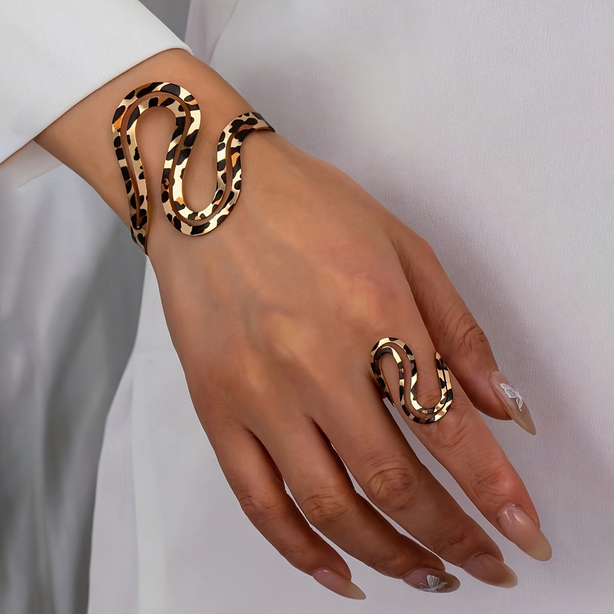 Leopard Twist Bracelet & Ring Set