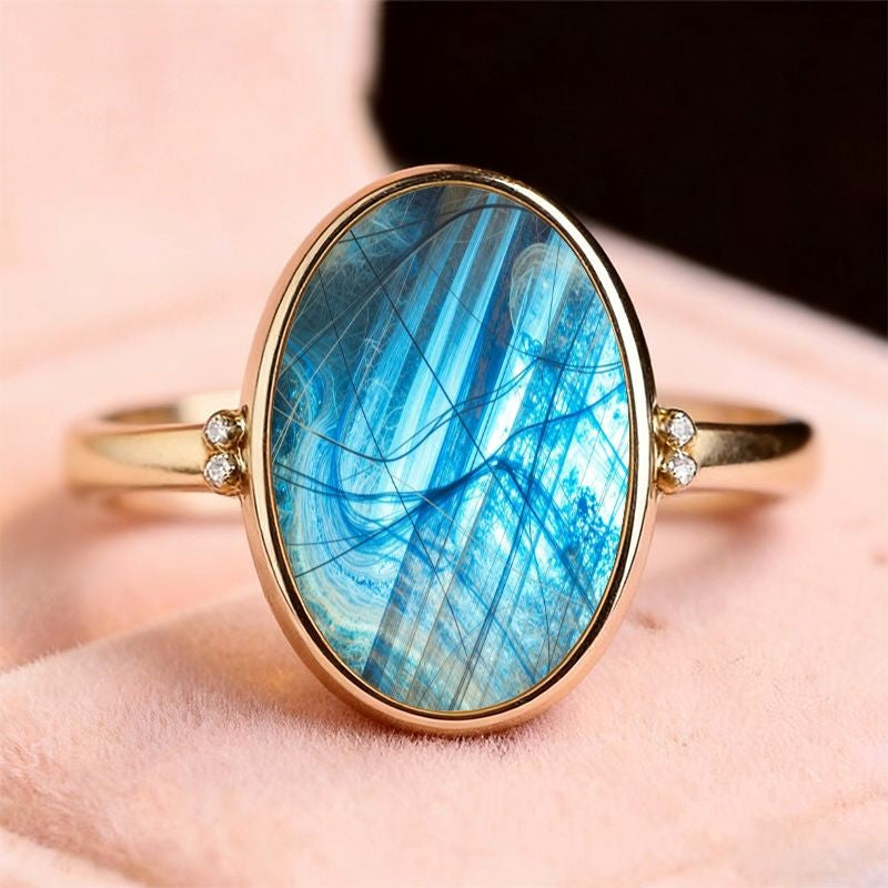 Blue Oval Statement Ring