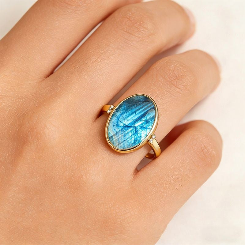 Blue Oval Statement Ring