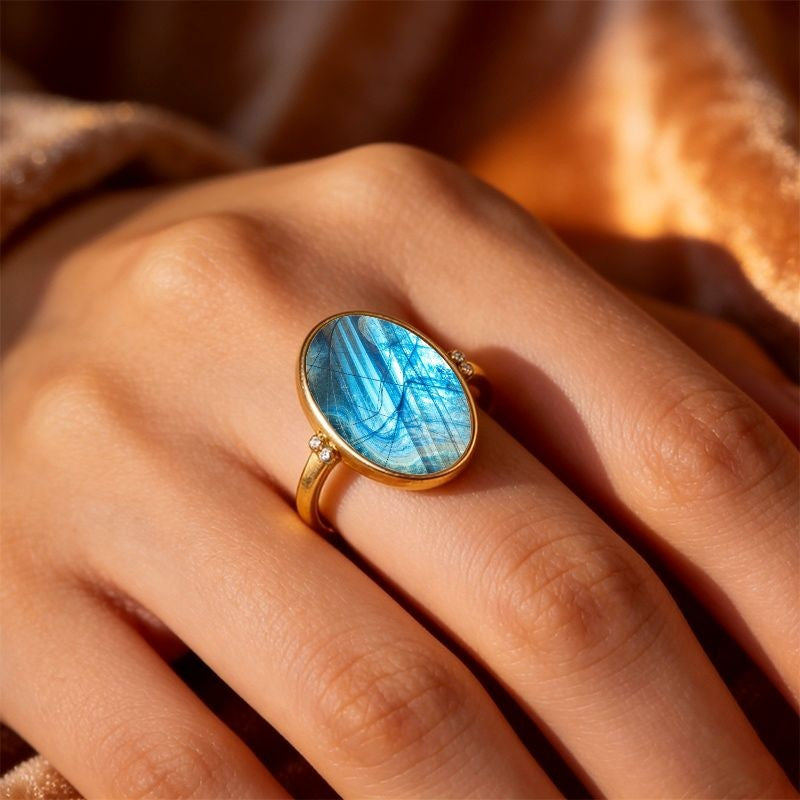 Blue Oval Statement Ring