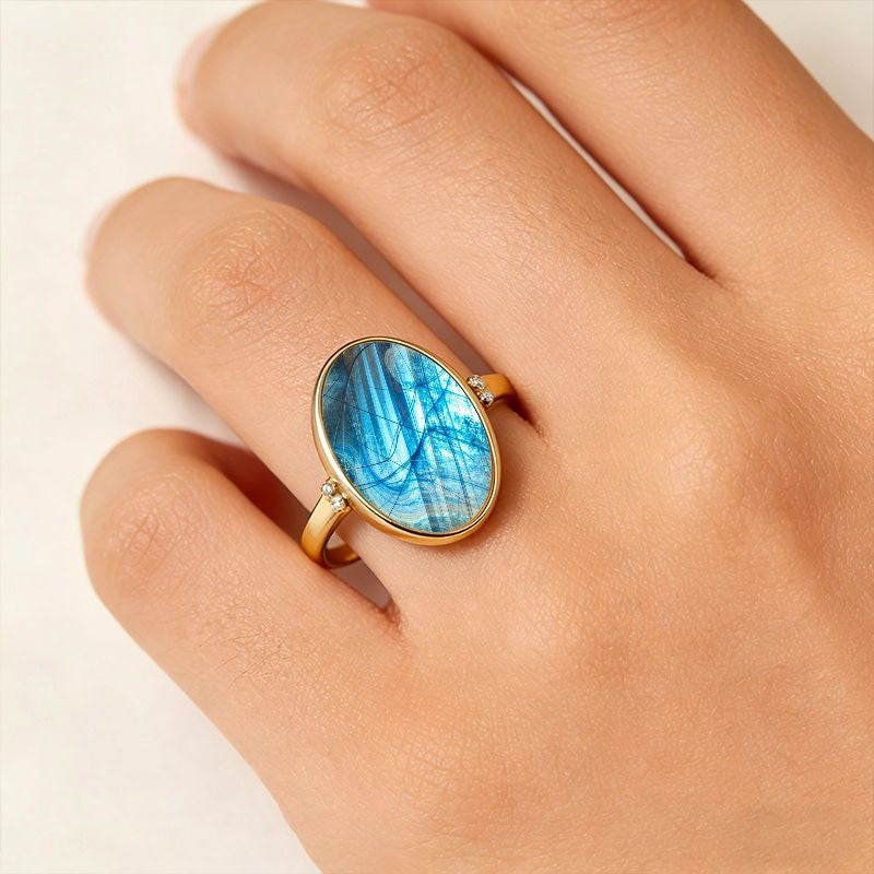 Blue Oval Statement Ring