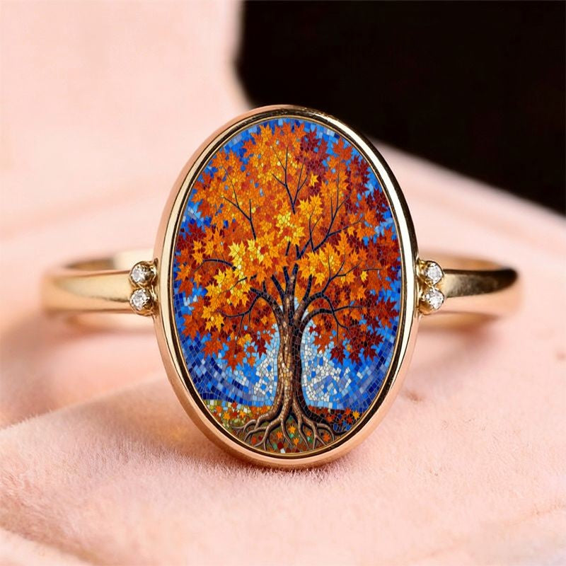 Autumn Tree Oval Ring