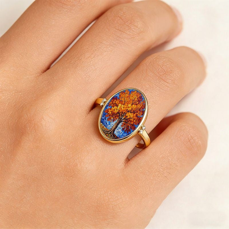 Autumn Tree Oval Ring