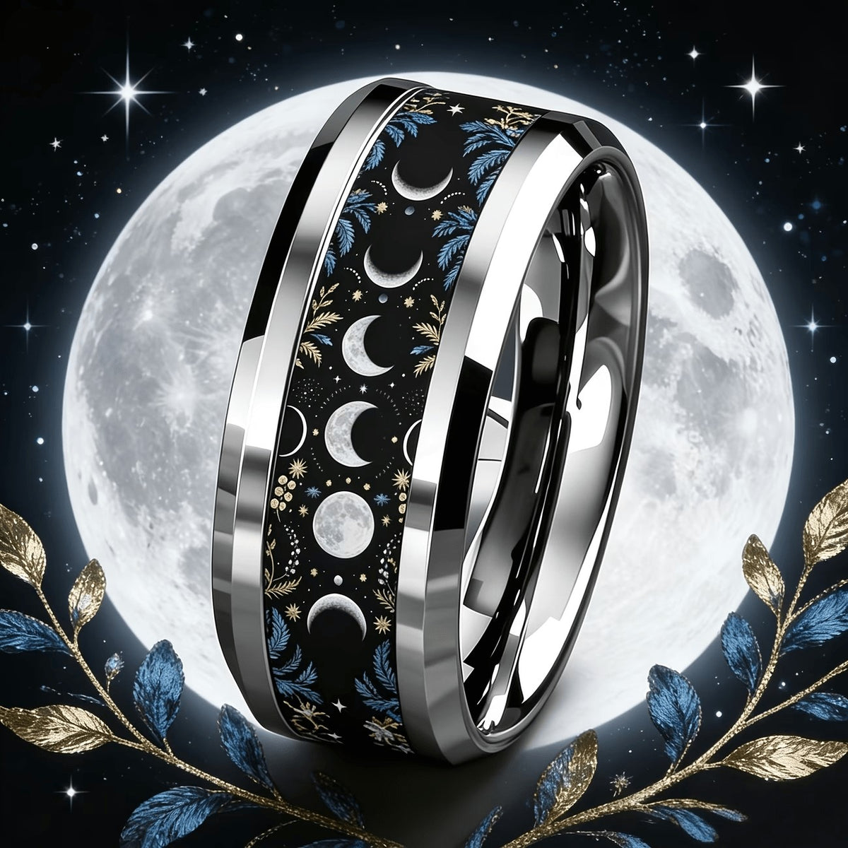 Moon Phase Inlay Ring