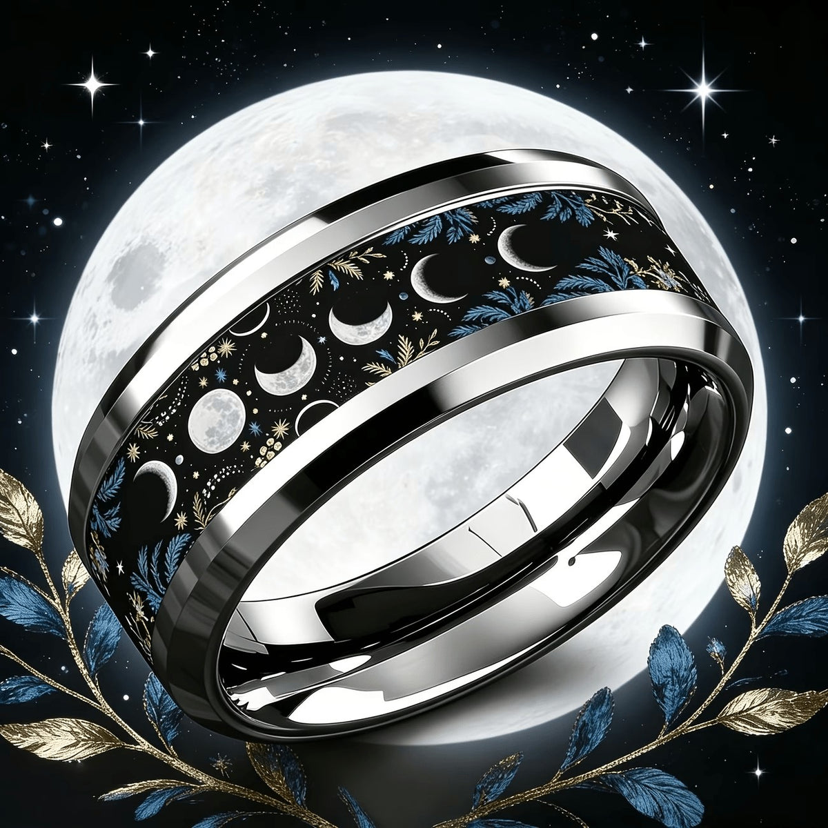 Moon Phase Inlay Ring