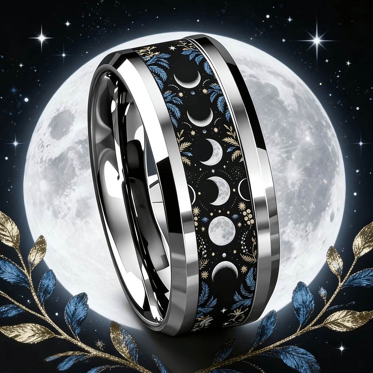 Moon Phase Inlay Ring