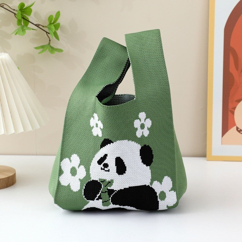 Panda Floral Knit Tote