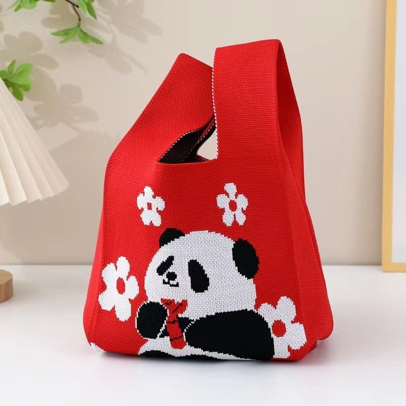 Panda Floral Knit Tote