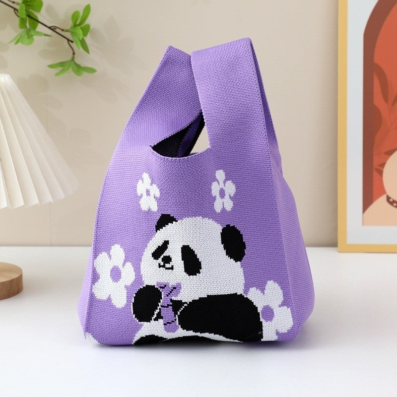 Panda Floral Knit Tote