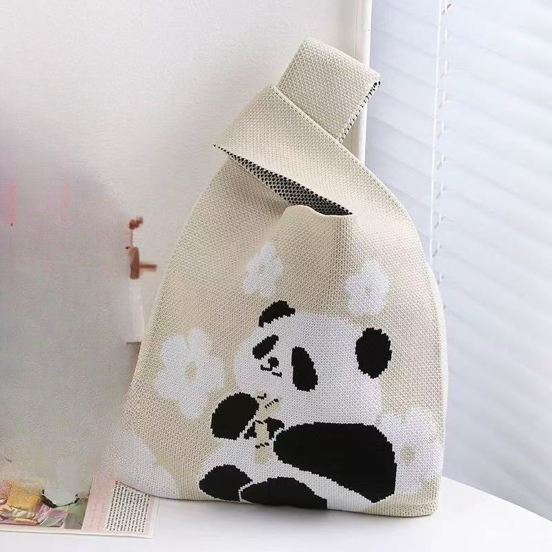 Panda Floral Knit Tote
