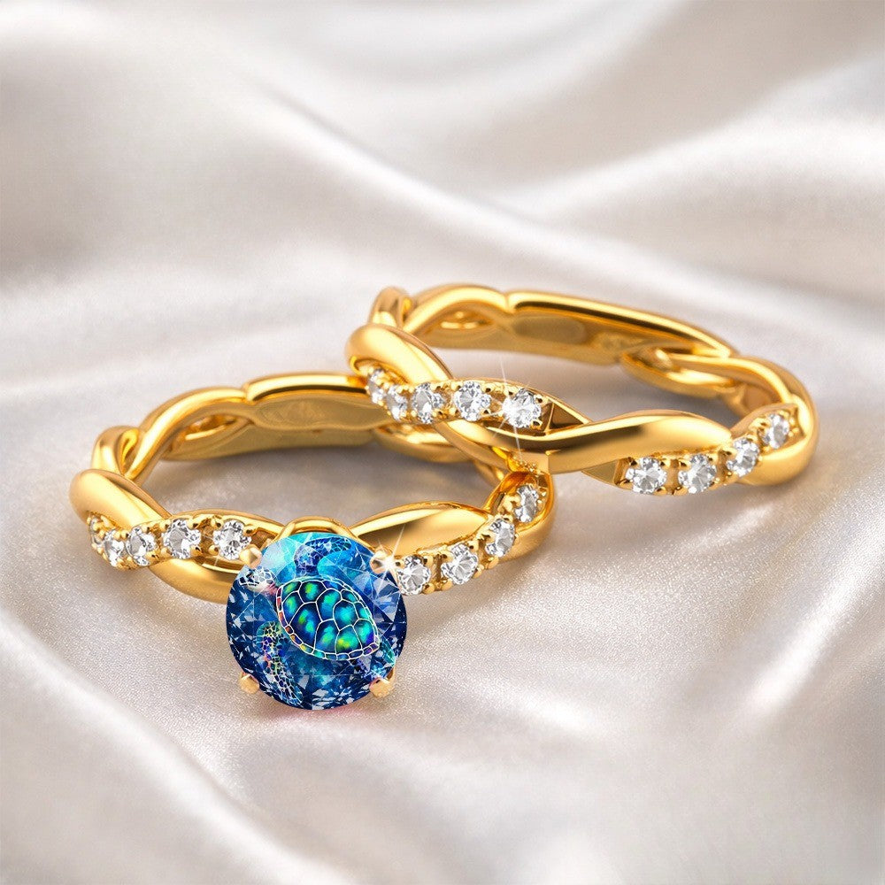 Blue Sea Turtle Twisted Ring