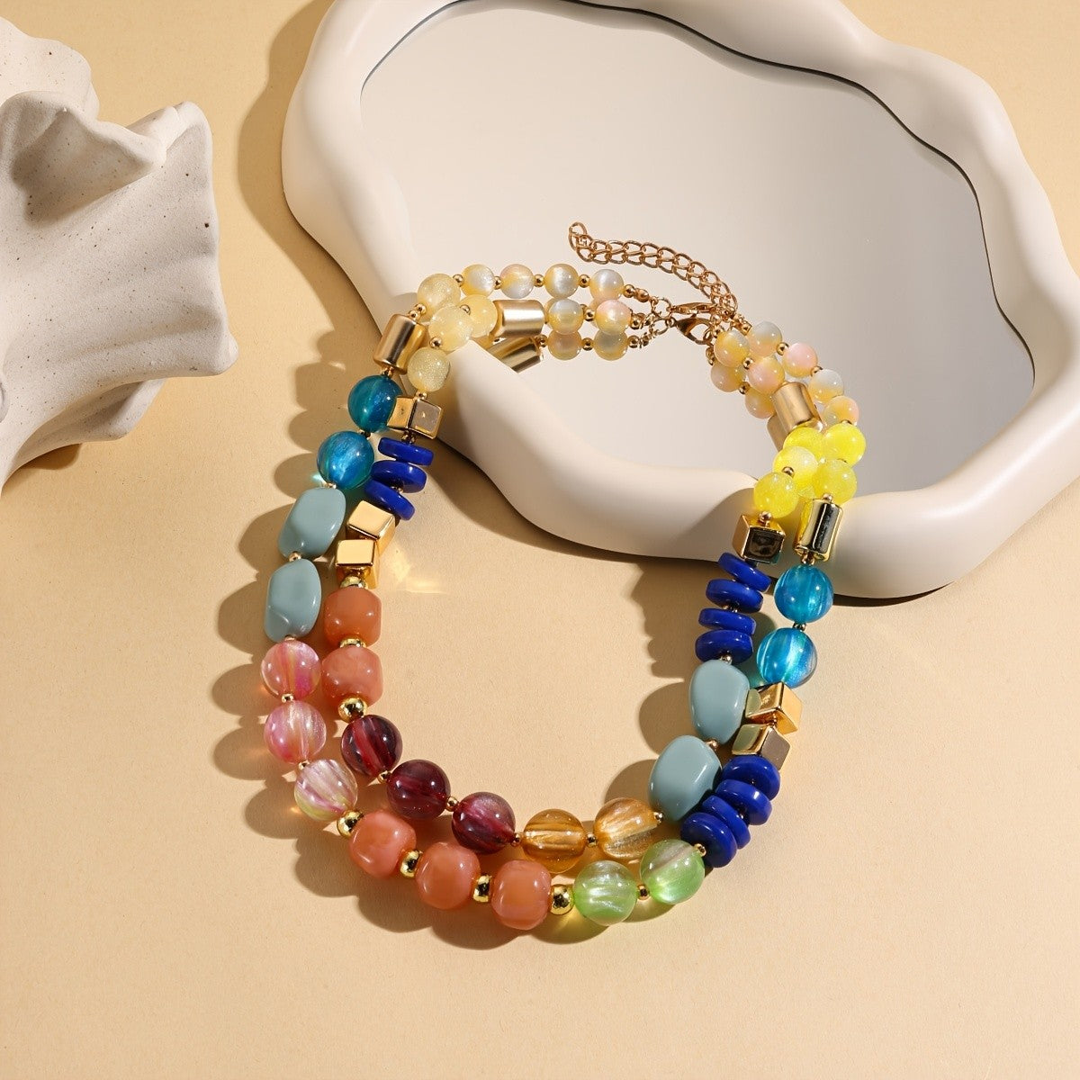 Color Block Resin Bead Necklace
