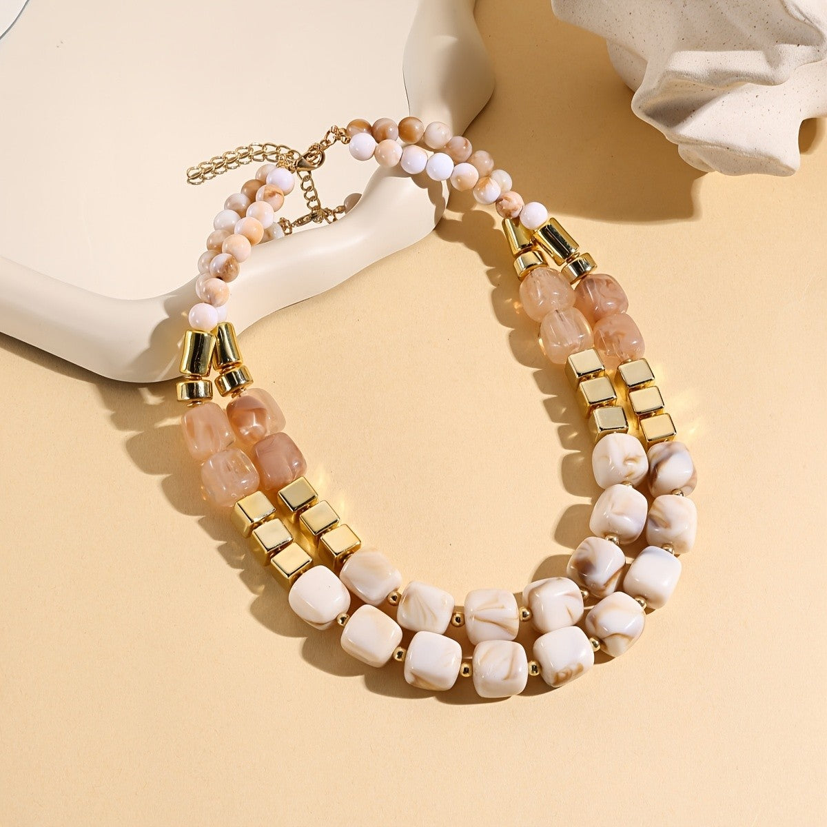 Color Block Resin Bead Necklace