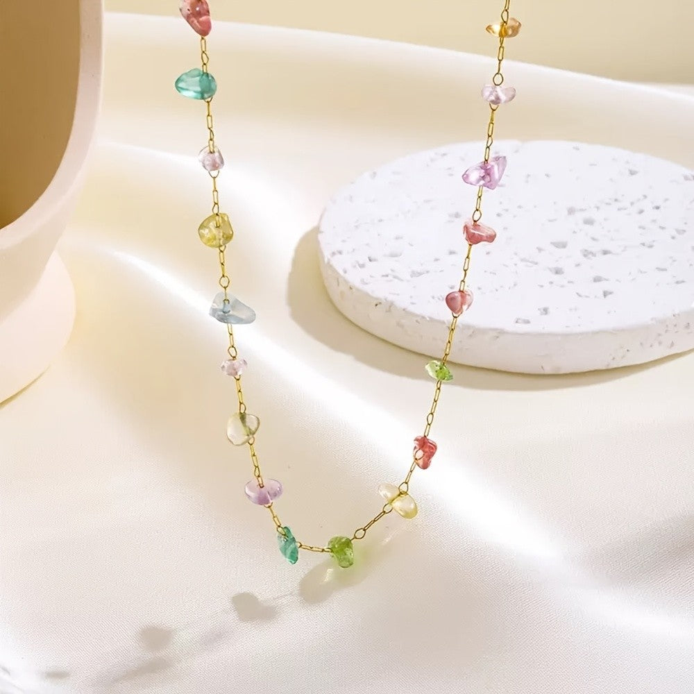 Multicolor Natural Stone Y-Necklace