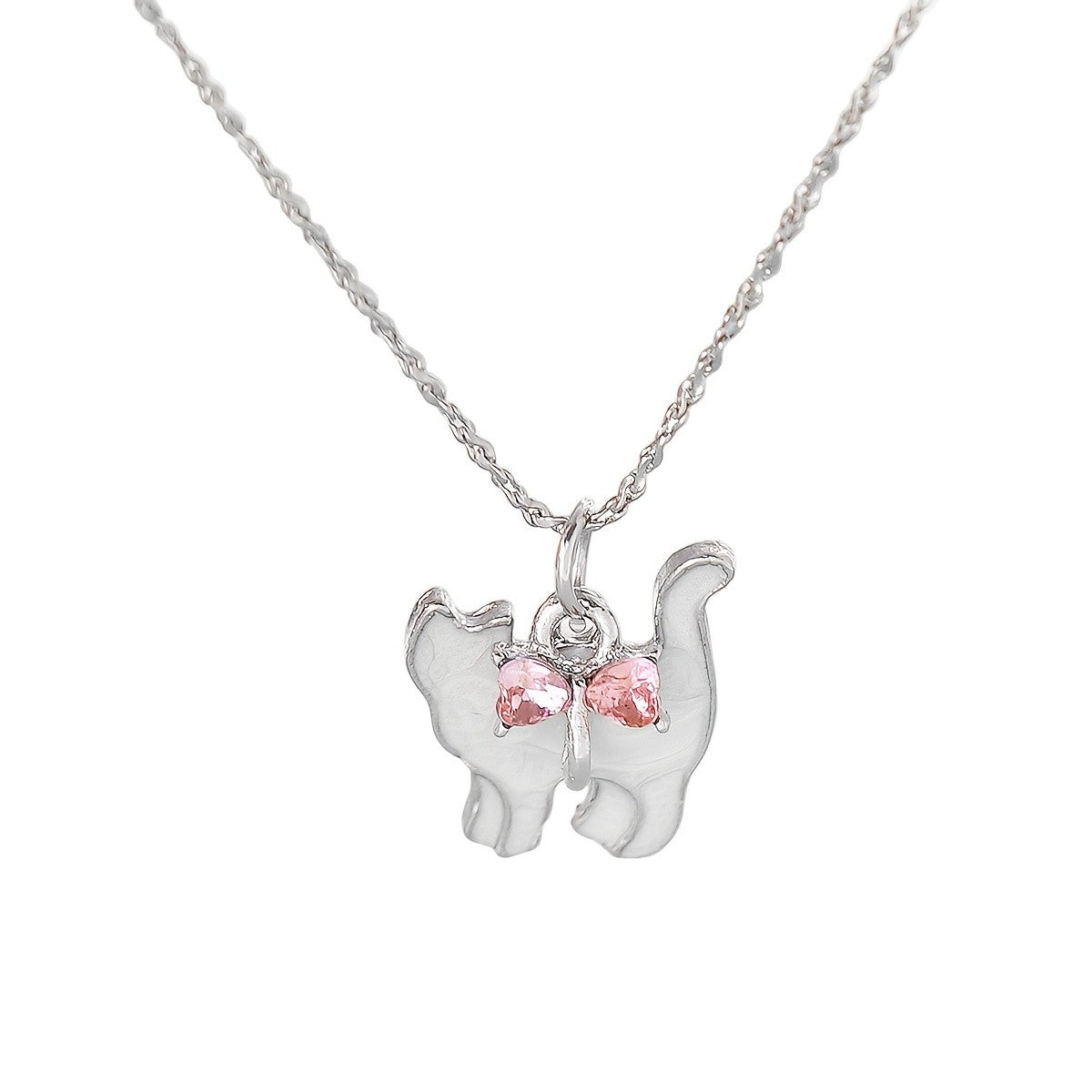 Pink Crystal Cat Necklace