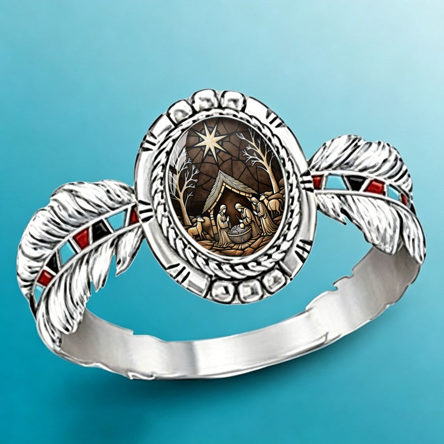 Nativity Scene Feather Ring