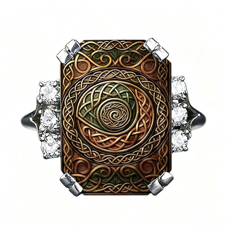 Celtic Spiral Square Ring