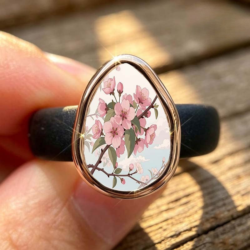 Cherry Blossom Teardrop Ring