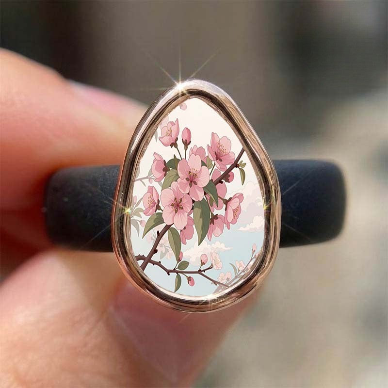 Cherry Blossom Teardrop Ring