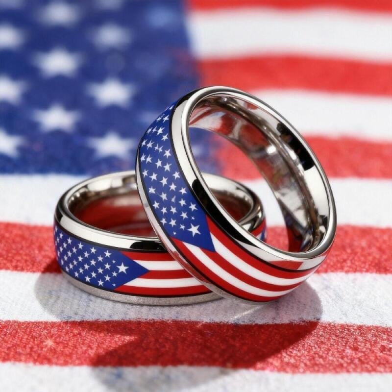 American Flag Tungsten Ring