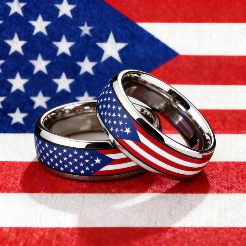 American Flag Tungsten Ring