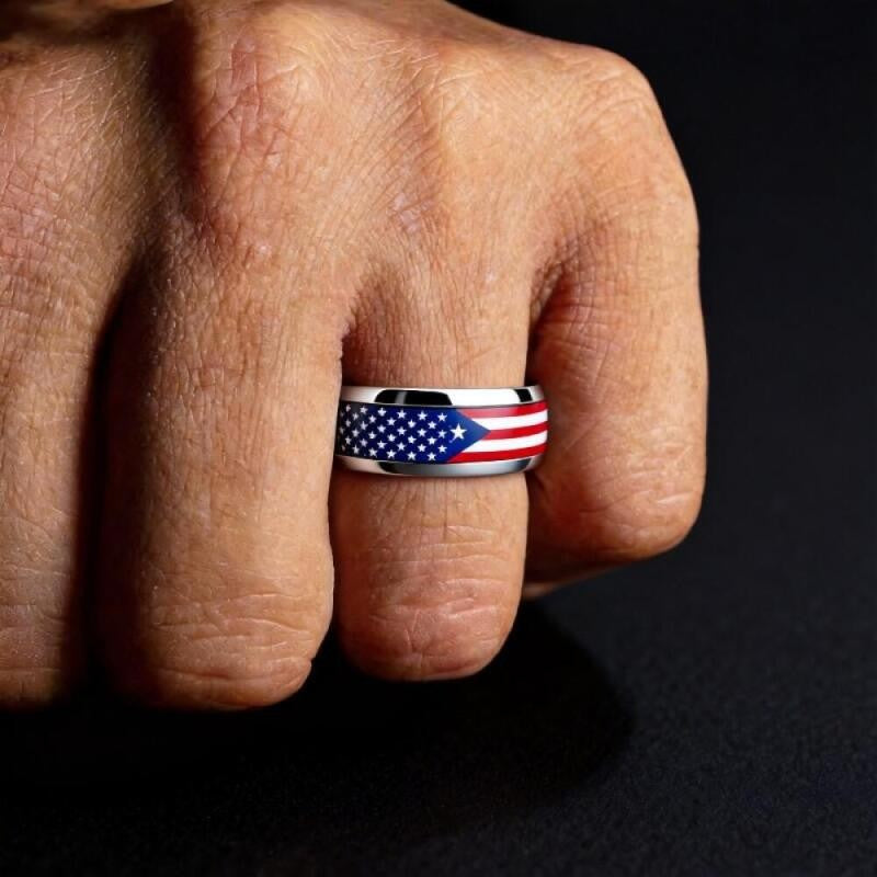 American Flag Tungsten Ring