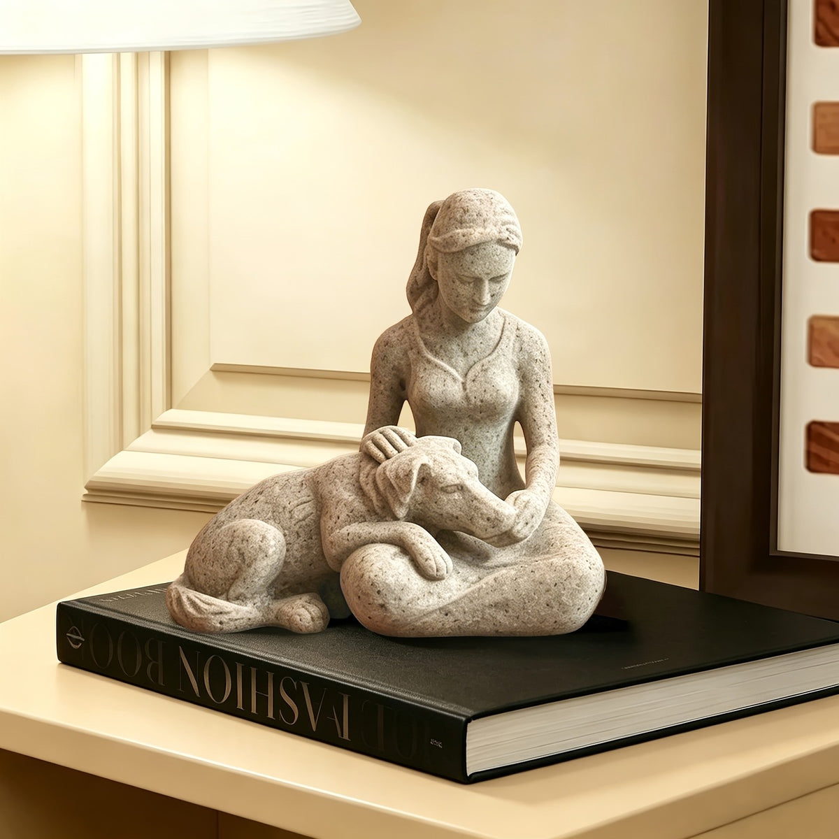 Minimalist Girl & Pet Figurine