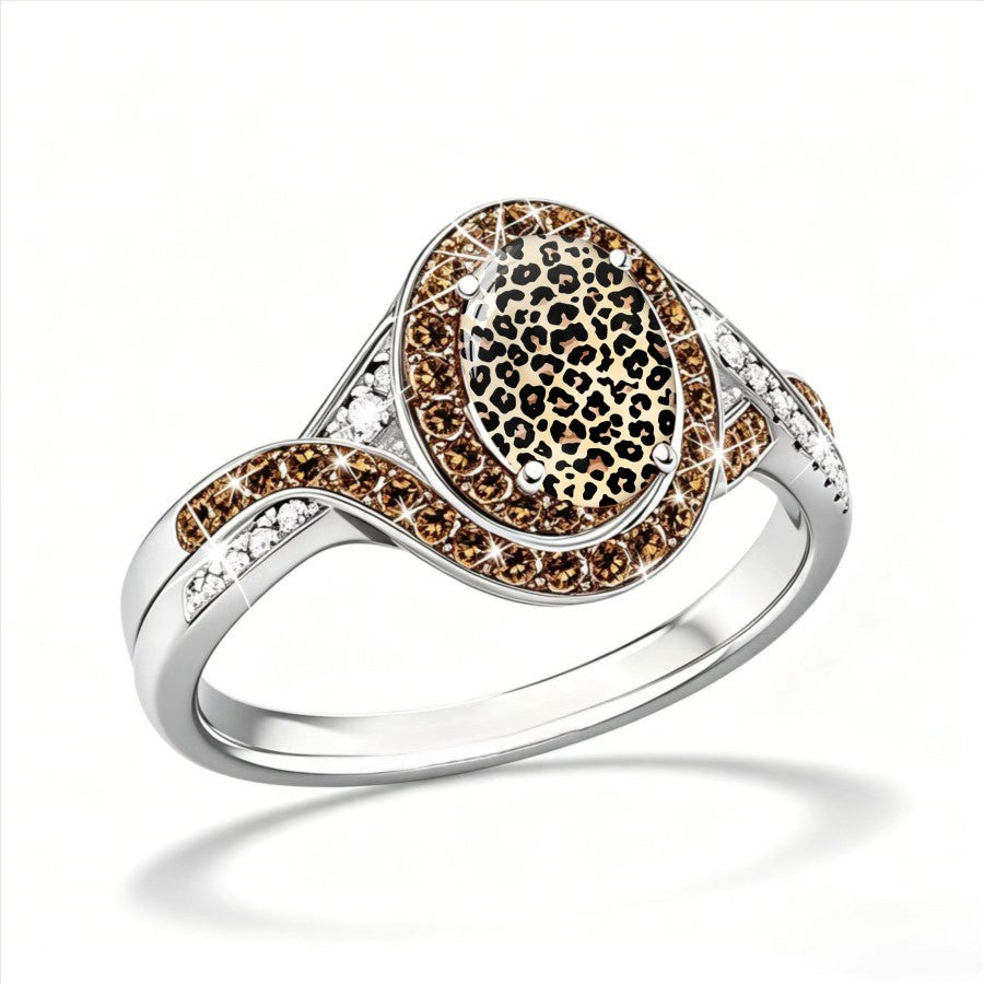 Leopard Oval Statement Ring