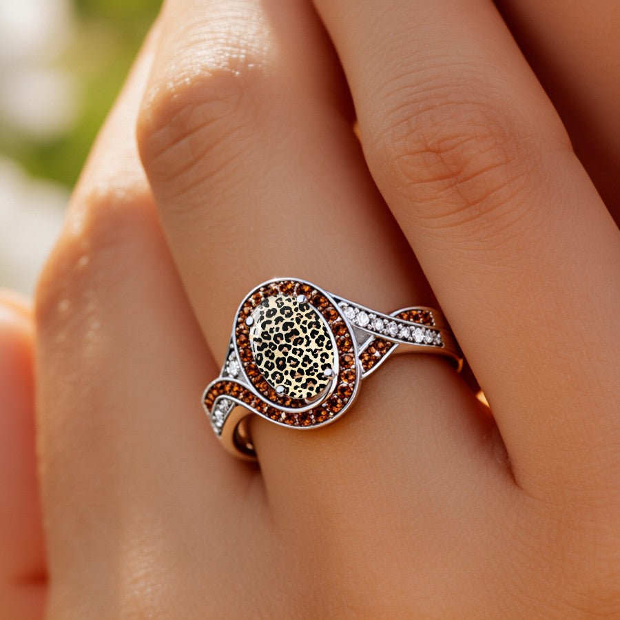 Leopard Oval Statement Ring