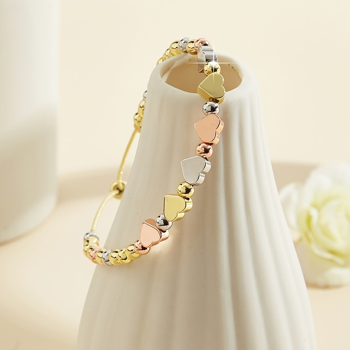 Multicolor Heart & Cross Beaded Bracelet
