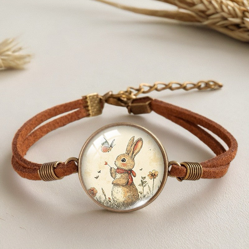 Rabbit & Butterfly Leather Bracelet