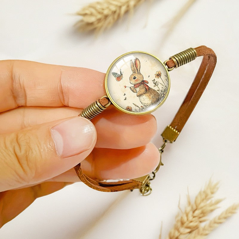 Rabbit & Butterfly Leather Bracelet
